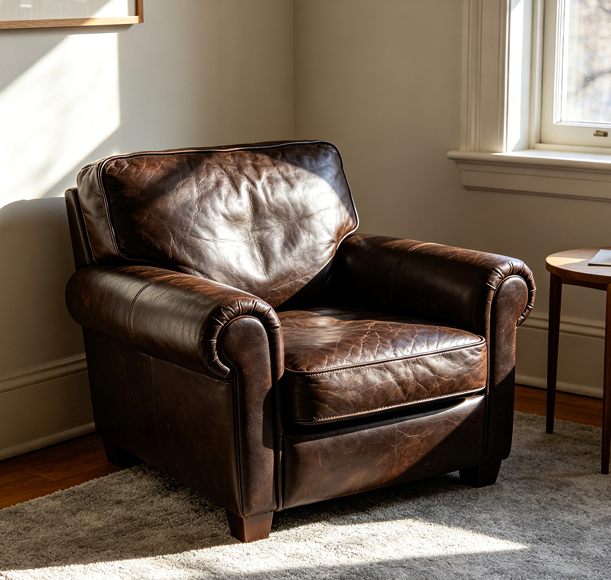 Compact Leather Lounge Chair for Small Spaces